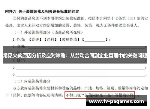 常见欠薪原因分析及应对策略：从劳动合同到企业管理中的关键问题