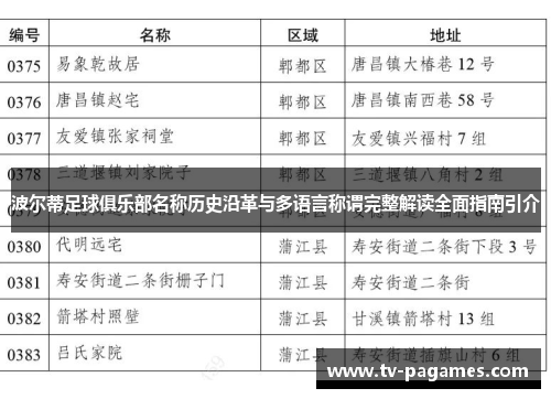 波尔蒂足球俱乐部名称历史沿革与多语言称谓完整解读全面指南引介